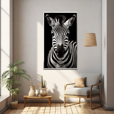 Zebra Head Black and White Painting